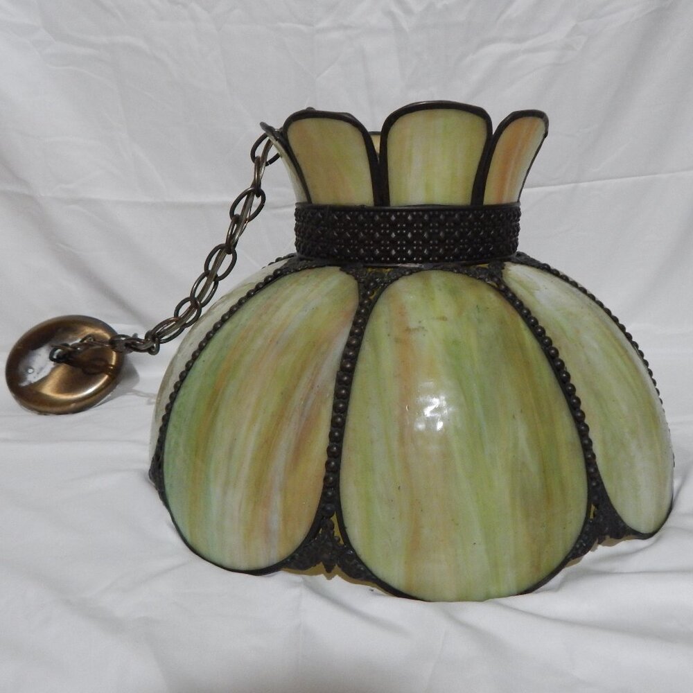 1930s vintage glass tulip hanging lamp